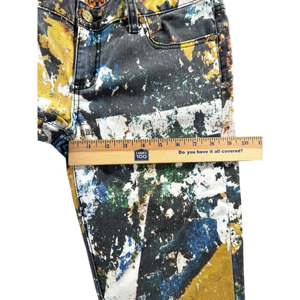 Tory Burch Abstract Paint-Splatter Skinny Jeans in Yellow, Blue & Black - Picture 6 of 11